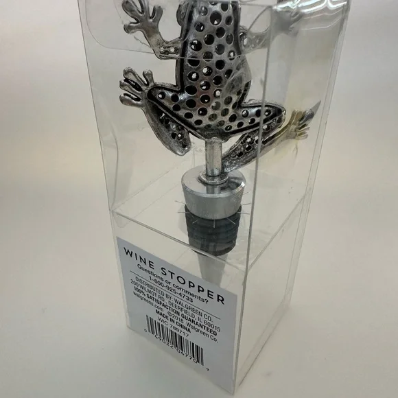 Silver With Green Stones Frog Wine Stopper Brand New - Picture 4 of 4